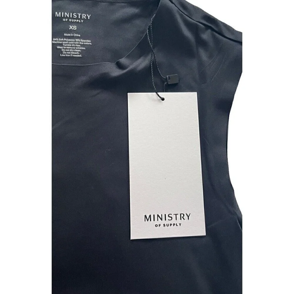 Ministry Of Supply Womens Sz XS Black Luxe Touch Tank Microfiber  NWT